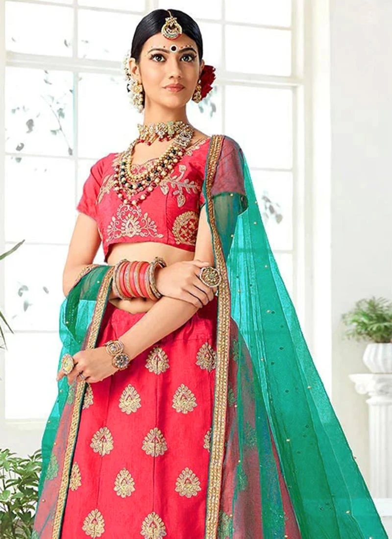 Pink Art Silk A Line Lehenga Party Wear 6 Pink Art Silk A Line Lehenga Party Wear - Image 4