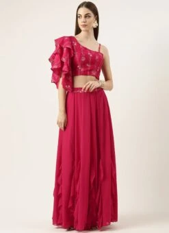 Skirt From Pink Art Silk Foil Printed Skirt Set After Six Wear -ZariGrace Shop Pink Art Silk Foil Printed Skirt Set IWBS02302304 u