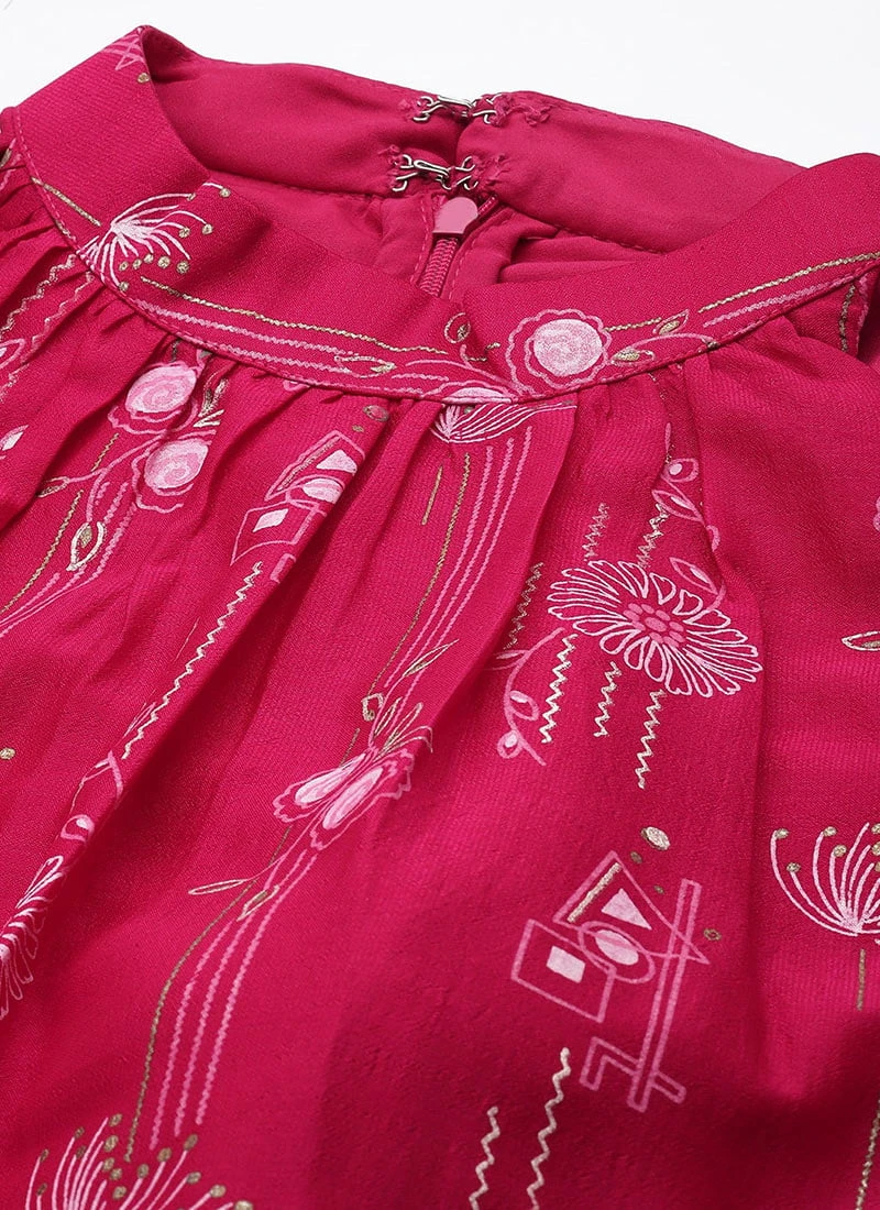 Dupatta From Pink Art Silk Halter Neck Sharara Suit After Six Wear 7 Dupatta From Pink Art Silk Halter Neck Sharara Suit After Six Wear - Image 5