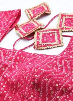 Dupatta From Pink Bandhani Printed Rayon Gown With Dupatta Set After Six Wear -ZariGrace Shop Pink Bandhani Printed Rayon Gown With Dupatta Set IWBS02302293 rrc1