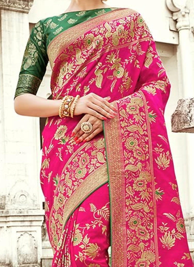 Pink Benarasi Art Silk Saree Party Wear 3 Pink Benarasi Art Silk Saree Party Wear