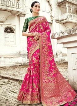 Pink Benarasi Art Silk Saree Party Wear 8 Pink Benarasi Art Silk Saree Party Wear -ZariGrace Shop Pink Benarasi Art Silk Saree SASLI7422504 u