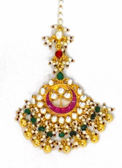 Pink Brass Kundan Tikka Party Wear 7 Pink Brass Kundan Tikka Party Wear -ZariGrace Shop Pink Brass Kundan Tikka HEJDDRJ95013H b