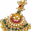 Pink Brass Kundan Tikka Party Wear