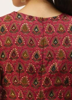 Pink Chanderi Art Silk Maxi Dress Festive Wear -ZariGrace Shop Pink Chanderi Art Silk Maxi Dress DRBS02207321 rrc2