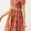 Pink Chanderi Silk Puff Sleeve Dress Festive Wear