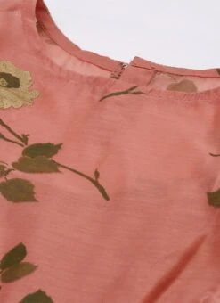 Pink Chanderi Silk Puff Sleeve Dress Festive Wear -ZariGrace Shop Pink Chanderi Silk Puff Sleeve Dress DRBS02012714 rrc1