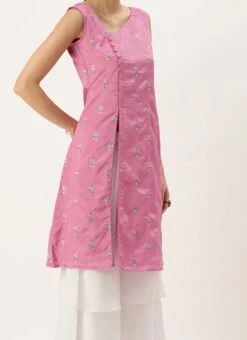 Top From Pink Chinon Embroidered N White Sharara Suit After Six Wear