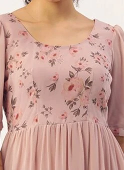 Pink Digital Printed Gathers Dress Festive Wear After Six Wear -ZariGrace Shop Pink Digital Printed Gathers Dress DRBS02110847 rrc1