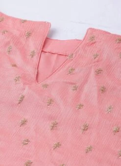 Pink Embroidered Calf Length Kurta Set After Six Wear -ZariGrace Shop Pink Embroidered Calf Length Kurta Set KSBS02007262 rrc1