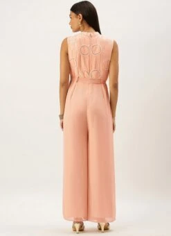 Pink Embroidered Collar Neck Jumpsuit Festive Wear 13 Pink Embroidered Collar Neck Jumpsuit Festive Wear -ZariGrace Shop Pink Embroidered Collar Neck Jumpsuit DRBS02201256 b