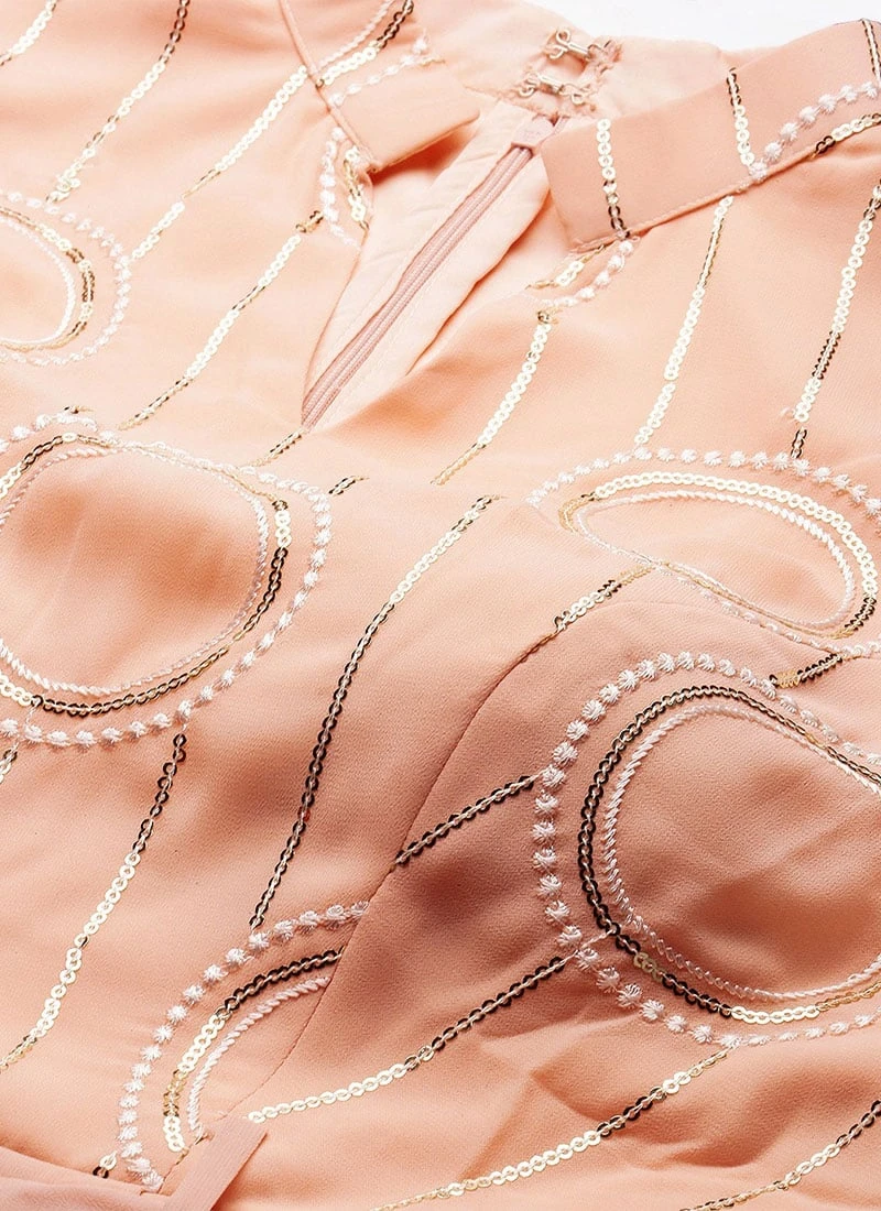 Pink Embroidered Collar Neck Jumpsuit Festive Wear 7 Pink Embroidered Collar Neck Jumpsuit Festive Wear - Image 5