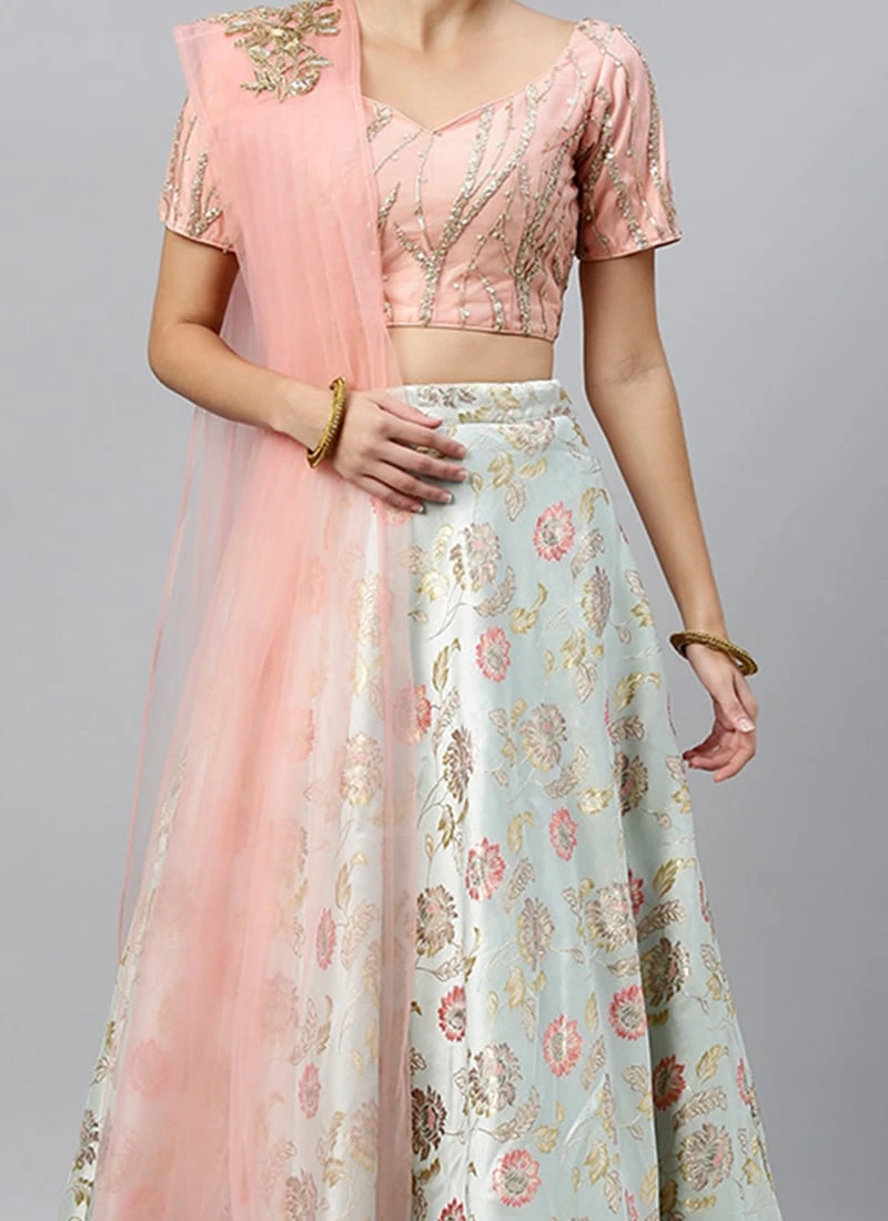 Pink Embroidered Floor Length Lehenga Set Wedding Wear 3 Pink Embroidered Floor Length Lehenga Set Wedding Wear