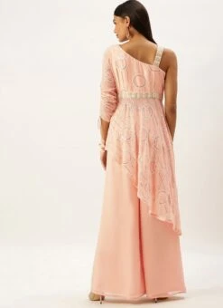 Pink Embroidered Georgette Kurti Festive Wear -ZariGrace Shop Pink Embroidered Georgette Kurti KRBS02307693 b