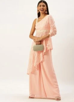 Pink Embroidered Georgette Kurti Festive Wear -ZariGrace Shop Pink Embroidered Georgette Kurti KRBS02307693 u