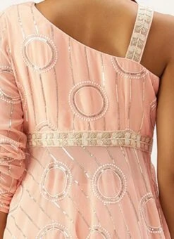 Pink Embroidered Georgette Kurti Festive Wear -ZariGrace Shop Pink Embroidered Georgette Kurti KRBS02307693 rrc4