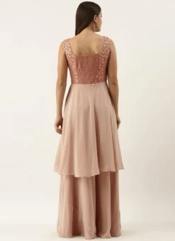 Pink Embroidered Georgette Layered Gown Festive Wear -ZariGrace Shop Pink Embroidered Georgette Layered Gown IWBS02110017 b