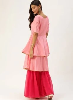 Pink Embroidered Gharara Set Festive Wear -ZariGrace Shop Pink Embroidered Gharara Set KSBS02012709 b