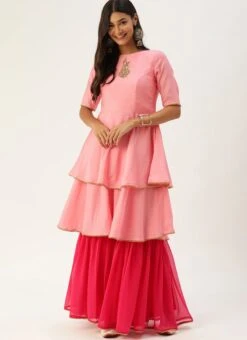 Pink Embroidered Gharara Set Festive Wear -ZariGrace Shop Pink Embroidered Gharara Set KSBS02012709 u