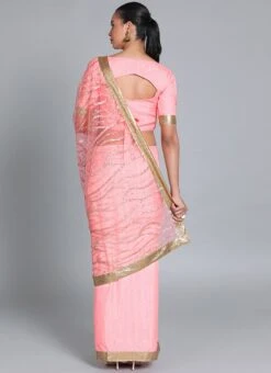 Pink Embroidered Half N Half Saree Festive Wear -ZariGrace Shop Pink Embroidered Half N Half Saree SABS01912868 b