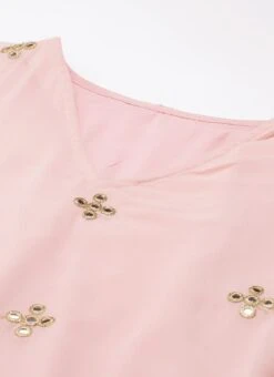 Pink Embroidered Kaftan Dress Festive Wear -ZariGrace Shop Pink Embroidered Kaftan Dress DRBS02205035 rrc1