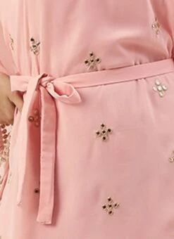 Pink Embroidered Kaftan Dress Festive Wear -ZariGrace Shop Pink Embroidered Kaftan Dress DRBS02205035 rrc3
