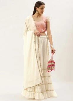 Pink Embroidered N White Georgette Lehenga Festive Wear -ZariGrace Shop Pink Embroidered N White Georgette Lehenga GHBS02211046 u