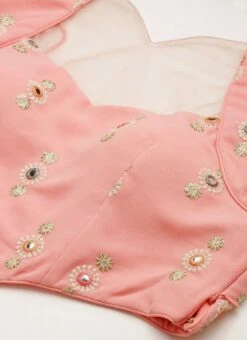 Pink Embroidered N White Georgette Lehenga Festive Wear -ZariGrace Shop Pink Embroidered N White Georgette Lehenga GHBS02211046 rrc1