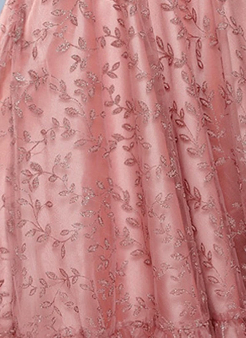 Pink Embroidered Net Corset Style Dress Party Wear 9 Pink Embroidered Net Corset Style Dress Party Wear - Image 7