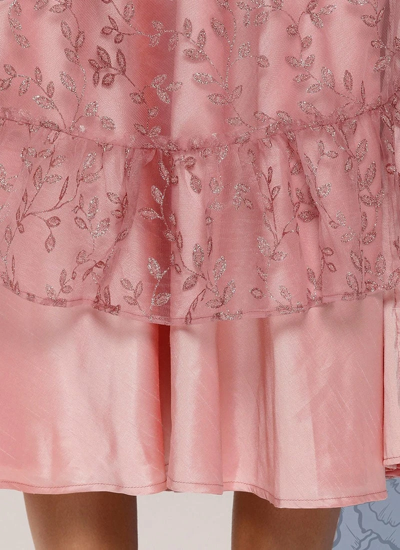 Pink Embroidered Net Corset Style Dress Party Wear 10 Pink Embroidered Net Corset Style Dress Party Wear - Image 8