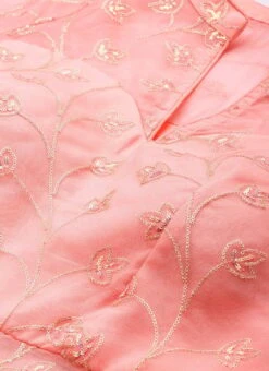 Dupatta From Pink Embroidered Oragnza Palazzo Suit After Six Wear -ZariGrace Shop Pink Embroidered Oragnza Palazzo Suit SLBS02306362 rrc1