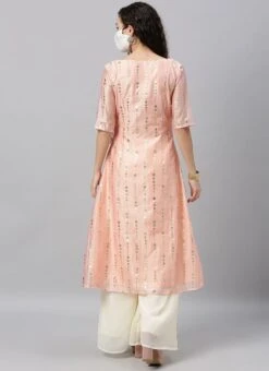 Pink Foil Calf Length Kurta Set After Six Wear -ZariGrace Shop Pink Foil Calf Length Kurta Set KSBS02004548 b
