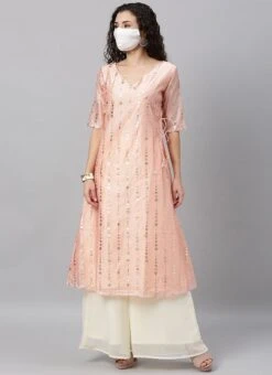 Pink Foil Calf Length Kurta Set After Six Wear -ZariGrace Shop Pink Foil Calf Length Kurta Set KSBS02004548 u
