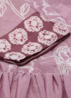 Pink Foil Print Chinnon Pleated Yoke Dress Festive Wear -ZariGrace Shop Pink Foil Print Chinnon Pleated Yoke Dress DRBS02111123 rrc3