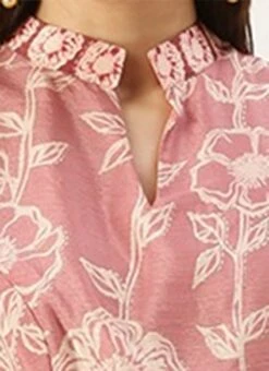 Pink Foil Print Chinon Jumpsuit Party Wear 16 Pink Foil Print Chinon Jumpsuit Party Wear -ZariGrace Shop Pink Foil Print Chinon Jumpsuit DRBS02201207 rrc3