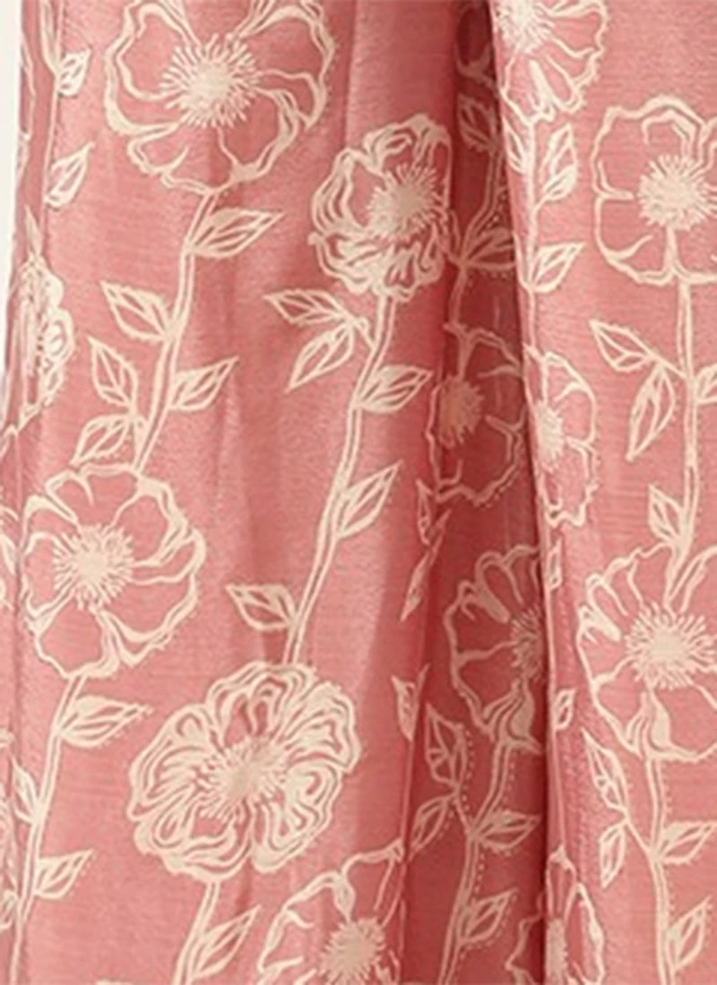 Pink Foil Print Chinon Jumpsuit Party Wear 10 Pink Foil Print Chinon Jumpsuit Party Wear - Image 8