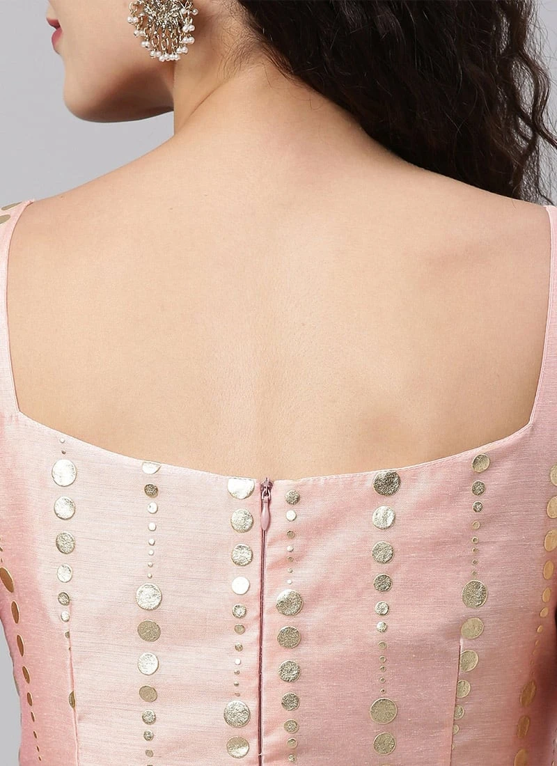 Pink Foil Printed N Blue Georgette Kurta Sets Festive Wear 8 Pink Foil Printed N Blue Georgette Kurta Sets Festive Wear - Image 6