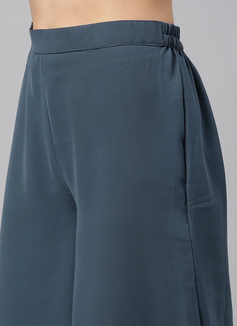 Pink Foil Printed N Blue Georgette Kurta Sets Festive Wear 9 Pink Foil Printed N Blue Georgette Kurta Sets Festive Wear - Image 7