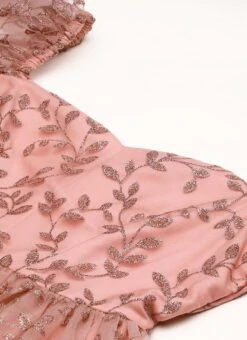 Pink Foil Printed Net Dress Party Wear -ZariGrace Shop Pink Foil Printed Net Dress DRBS02208554 rrc1