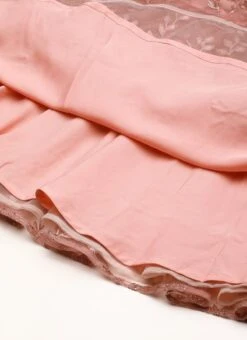 Pink Foil Printed Net Dress Party Wear -ZariGrace Shop Pink Foil Printed Net Dress DRBS02208554 rrc4
