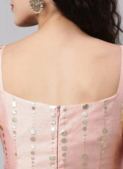 Pink Foil Printed Strap Neck Style Kurti Festive Wear -ZariGrace Shop Pink Foil Printed Strap neck Style Kurti KRBS02307676 rrc2