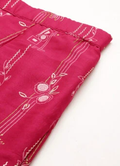 Bottom From Pink Foli Print Art Silk Co Ords Set After Six Wear -ZariGrace Shop Pink Foli Print Art Silk Co Ords Set IWBS02302453 rrc2