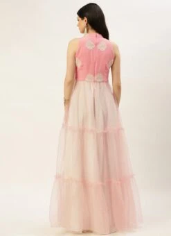 Pink Georgette Embroidered Dress Festive Wear 13 Pink Georgette Embroidered Dress Festive Wear -ZariGrace Shop Pink Georgette Embroidered Dress DRBS02211137 b