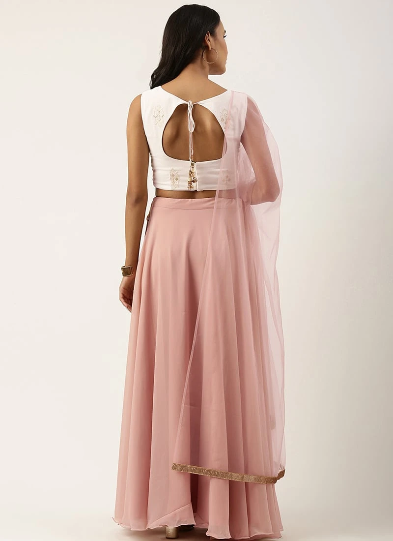 Pink Georgette Embroidered Full Circular Lehenga Festive Wear 6 Pink Georgette Embroidered Full Circular Lehenga Festive Wear - Image 4