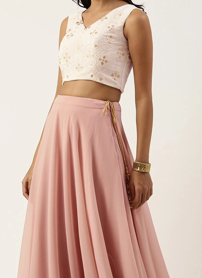 Pink Georgette Embroidered Full Circular Lehenga Festive Wear 3 Pink Georgette Embroidered Full Circular Lehenga Festive Wear