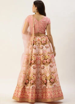 Pink Georgette Embroidered N Printed Kali Lehenga Festive Wear -ZariGrace Shop Pink Georgette Embroidered N Printed Kali Lehenga GHBS02104193 b