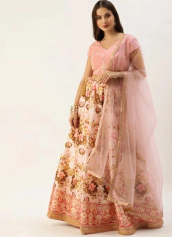 Pink Georgette Embroidered N Printed Kali Lehenga Festive Wear -ZariGrace Shop Pink Georgette Embroidered N Printed Kali Lehenga GHBS02104193 u