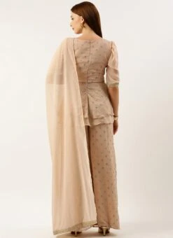 Top From Pink Georgette Embroidered Palazzo Suit After Six Wear -ZariGrace Shop Pink Georgette Embroidered Palazzo Suit SLBS02210989 b