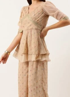 Bottom From Pink Georgette Embroidered Palazzo Suit After Six Wear