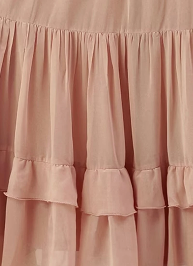 Pink Georgette Tiered Skirt Party Wear 10 Pink Georgette Tiered Skirt Party Wear - Image 8